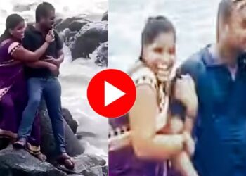 समुद्र किनारी फोटोशुट करणं पडलं महागात ; पती आणि मुलांच्या डोळ्यादेखत महिलेचा गेला जीव, VIDEO व्हायरल