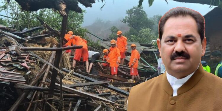 इर्शाळवाडी दरड दुर्घटनास्थळी ना. अनिल पाटील यांची भेट