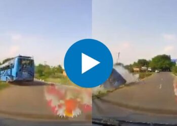 25 प्रवाशांना घेऊन जाणारी बस थेट नदीत कोसळली, घटनेचा थरारक VIDEO पहा