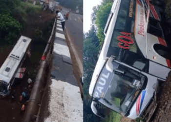 ३७ प्रवाशांनी भरलेली ट्रॅव्हल बस नदीपात्रात कोसळली ; अपघाताचा भयानक VIDEO