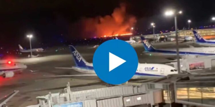 लँडिंग करताना अचानक विमानाला लागली भीषण आग ; घटनेचा व्हिडीओ समोर
