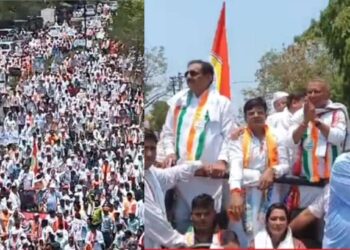 जळगावमध्ये महाविकास आघाडीच्या वतीने जोरदार शक्तिप्रदर्शन