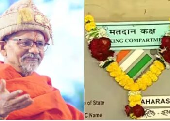 मतदान कक्षावर हार घालणं पडले महागात ! शांतीगिरी महाराजांवर गुन्हा दाखल