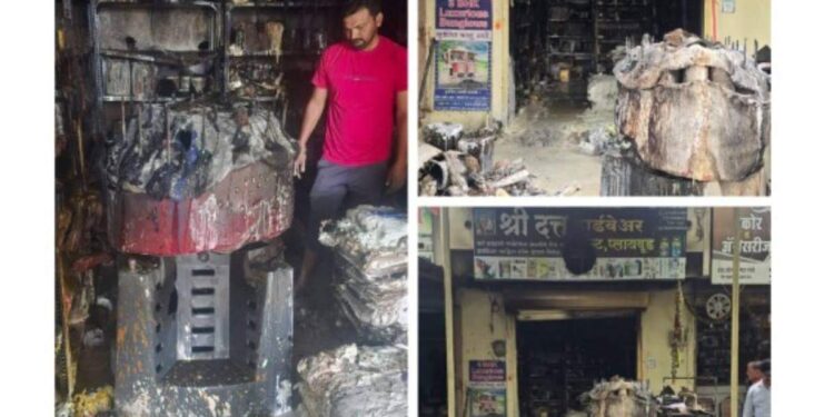 अमळनेरात रंगांच्या व प्लायवूडच्या दुकानाला आग ; व्यावसायिकाचे लाखोंचे नुकसान