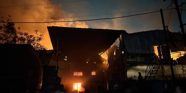 जळगावच्या एमआयडीसीतील चटई कंपनीस लागलेली आग आटोक्यात ; जिल्हाधिकाऱ्यांनी पाहणी करत दिल्या सूचना