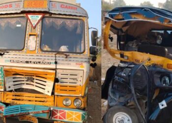 रिक्षा-कंटेनरचा भीषण अपघात; तीन जण ठार, दोन गंभीर जखमी