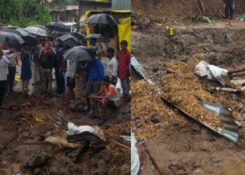 रावेर तालुक्यातील नागझिरी नाल्याच्या पाण्यामुळे बक्षिपूर येथे संरक्षण भिंत कोसळली – प्रशासनाची पाहणी