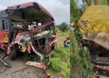 एसटी बस आणि टेम्पोचा भीषण अपघात; एक ठार, पाच गंभीर जखमी