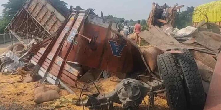 शिरपूरमध्ये दोन ट्रकची धडक होऊन भीषण अपघात, एकाचा मृत्यू तर ७० बकऱ्या ठार