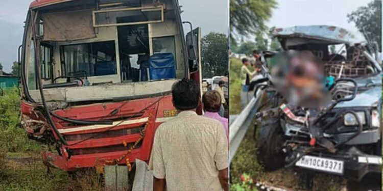 बस आणि क्रूझरमध्ये भीषण अपघात; तिघे जागीच ठार, अनेक जखमी