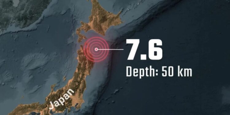 जपानमध्ये 7.6 रिश्टर स्केलचा शक्तिशाली भूकंप; देश हादरला