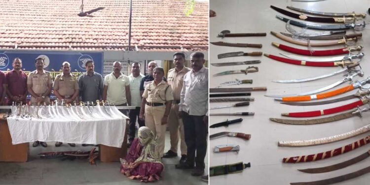 १८ तलवारी अन् १० कोयते… चाळीसगावात महिलेच्या घरातून अवैध शस्त्रांचा साठा जप्त
