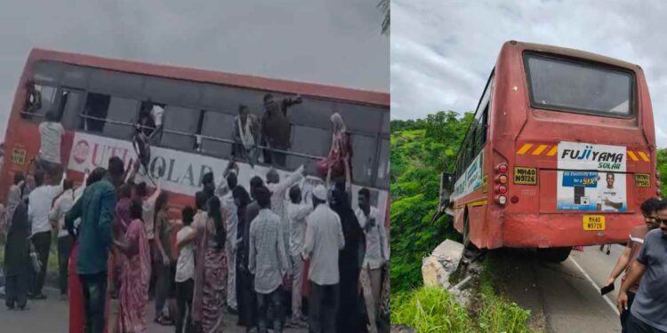 कन्नड घाटात धावत्या एसटीचा स्टेअरिंग रॉड तुटला,अन् ! ५९ प्रवासी थोडक्यात वाचले