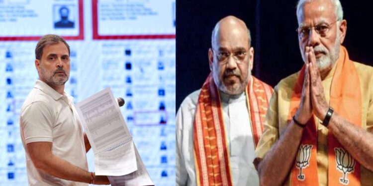 भर पत्रकार परिषदेत राहुल गांधींनी दाखविले मोदी-शाहांचे ते व्हिडिओ; ‘व्होट चोरी’वरून मोठे आरोप